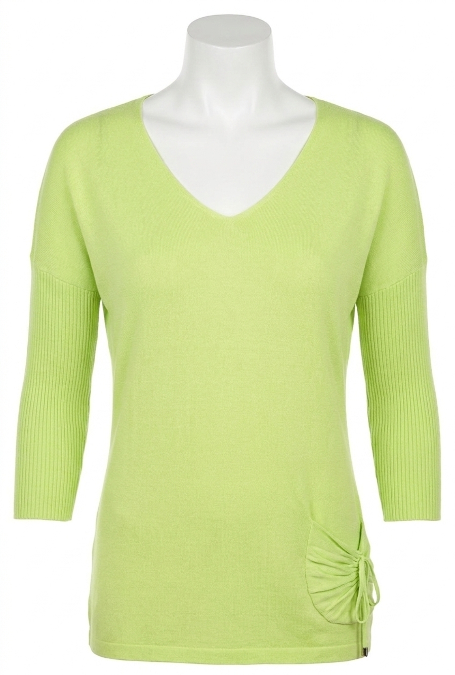NEW ANGEL tie pocket detail v-neck top in lime